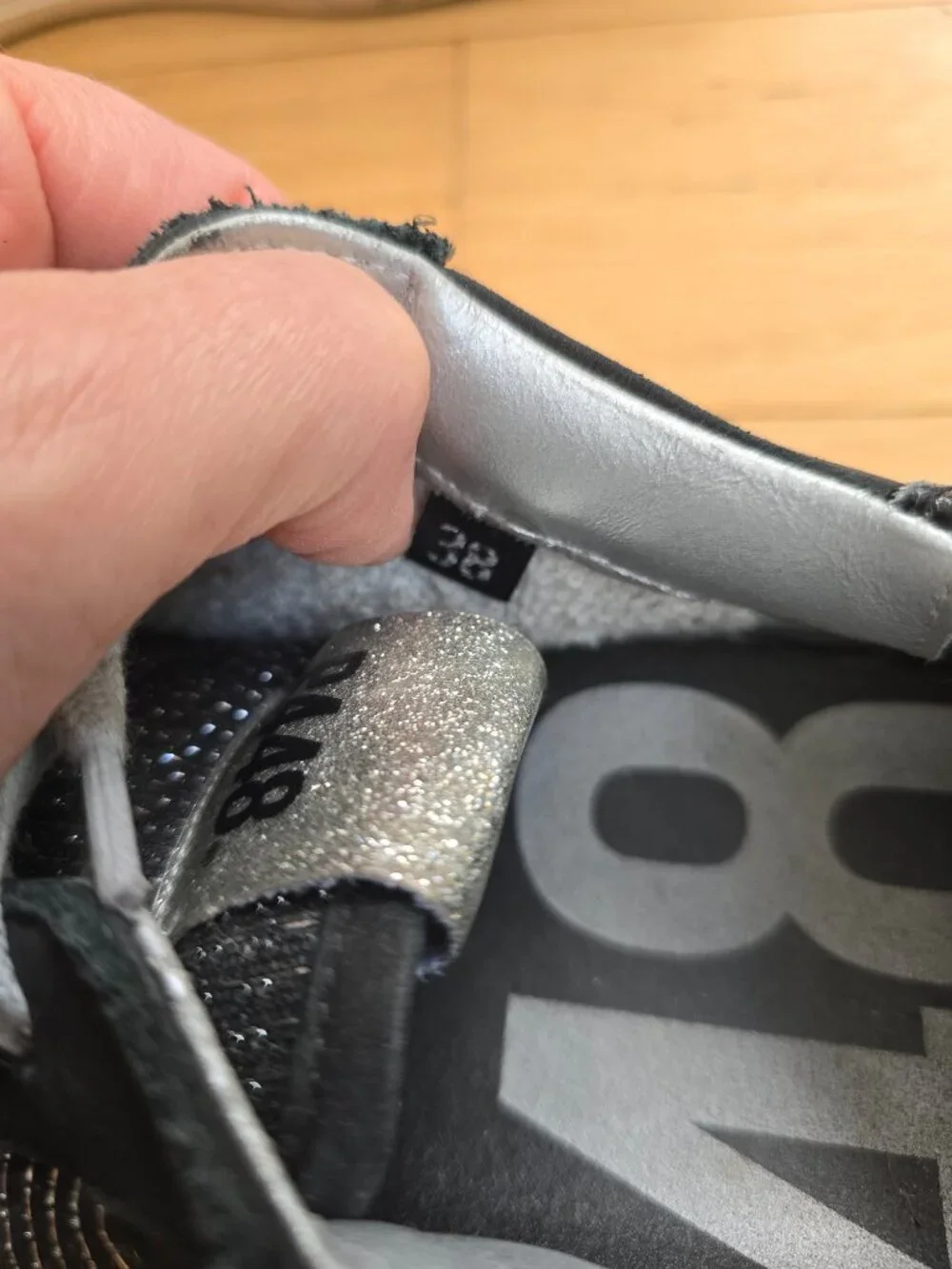 P448 | John black glitter leather boho sporty sneakers | WMS 7